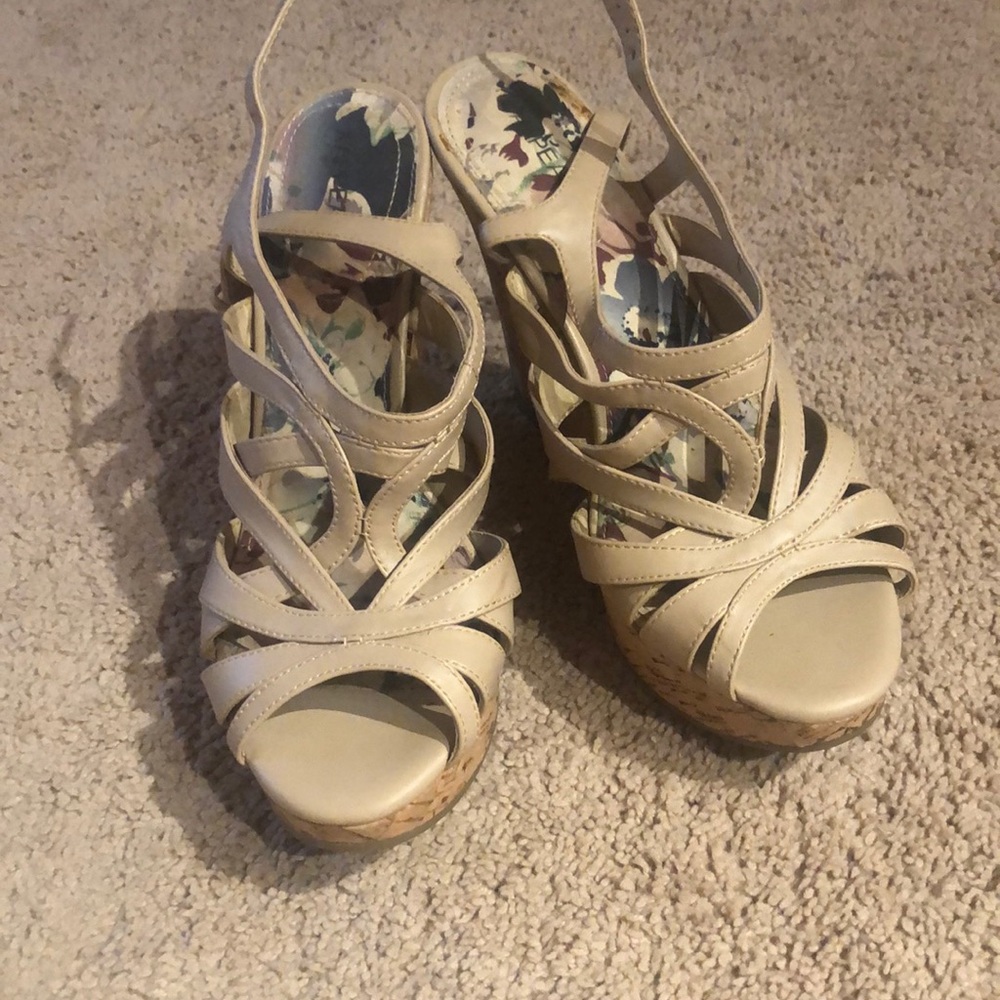 Nude platform wedges